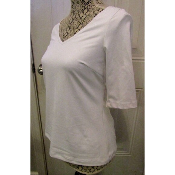 Gretchen Scott V Neck Tee NWT White Second Skin Top Blouse Retail $109 Size XXS - Picture 4 of 9